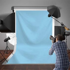 img 1 attached to 📷 Allenjoy 5x7ft Baby Blue Fabric Photography Backdrop - Solid Pure Blue Color Background for Baby, Wedding, Headshots, Portrait Photoshoot - Ideal Photo Studio Props for Photographers