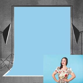 img 4 attached to 📷 Allenjoy 5x7ft Baby Blue Fabric Photography Backdrop - Solid Pure Blue Color Background for Baby, Wedding, Headshots, Portrait Photoshoot - Ideal Photo Studio Props for Photographers