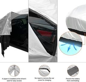 img 2 attached to 🚗 NEVERLAND Tesla Model 3 Car Cover: Waterproof & All-Weather Protection | 2017-2021 M3 Outdoor Full Car Cover with Ventilated Mesh Charging Port | Heavy Duty & Reliable