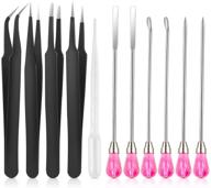 🛠️ 11-piece silicone resin mold tools set with jewelry making kit - tweezers set, stirring needle spoon tool, anti-static stainless steel esd precision tweezers set for diy epoxy resin casting craft logo