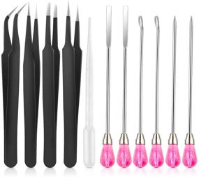 img 4 attached to 🛠️ 11-Piece Silicone Resin Mold Tools Set with Jewelry Making Kit - Tweezers Set, Stirring Needle Spoon Tool, Anti-Static Stainless Steel ESD Precision Tweezers Set for DIY Epoxy Resin Casting Craft