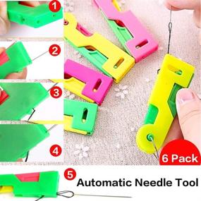 img 3 attached to 🧵 Convenient Automatic Needle Threading Device for Easy Hand Sewing - Set of 6 Random Color Self-Threaders for Adults, Elderly, and Kids