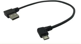 img 3 attached to Cerrxian 9-Inch Micro USB Cable Combo: Left & Right Angle Micro USB 5 Pin Male to USB 2.0 Type A Right Angle Male Data Sync and Charge Cable (Black)(2-Pack) R - Fast Charging & Data Transfer Solution!