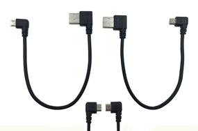 img 4 attached to Cerrxian 9-Inch Micro USB Cable Combo: Left & Right Angle Micro USB 5 Pin Male to USB 2.0 Type A Right Angle Male Data Sync and Charge Cable (Black)(2-Pack) R - Fast Charging & Data Transfer Solution!