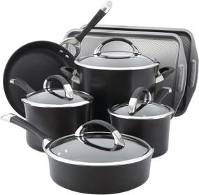 img 4 attached to 🍳 Circulon Symmetry Hard Anodized Nonstick Cookware Set with Bakeware - 11-Piece, Black: Ultimate Kitchen Essentials