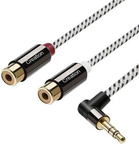 img 4 attached to 🎧 Premium 3.5mm to 2RCA Female Cable: CableCreation 3ft Angle Mini-Jack to RCA Stereo Audio Y Cable, Gold Plated, for iPhone, iPod, MP3, Tablets, HiFi Stereo System - Speaker Cable in Black and White - 0.92m