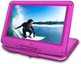 img 2 attached to 📀 12-Inch LCD Swivel Screen Ematic Portable DVD Player with Travel Bag, Headphones and Remote Control - Pink