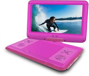 img 3 attached to 📀 12-Inch LCD Swivel Screen Ematic Portable DVD Player with Travel Bag, Headphones and Remote Control - Pink
