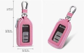 img 1 attached to Key Fob Case - Genuine Leather Car Remote Smart Key Holder With Hook Auto Keychain (Pink)