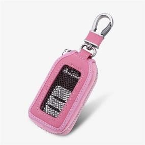 img 3 attached to Key Fob Case - Genuine Leather Car Remote Smart Key Holder With Hook Auto Keychain (Pink)