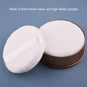 img 1 attached to Set of 3 Large 4.12 Inch Powder Puffs with Metal Powder Box - Smooth Soft Puff Ribbons for Body Loose Powder Application