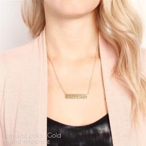 img 3 attached to 🌟 RIAH FASHION Simple Message Horizontal Bar Pendant Necklace - Inspirational Christian Engraved Plate Delicate Chain: Amazing Grace, Hope, Faith, Blessed