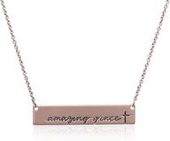 🌟 riah fashion simple message horizontal bar pendant necklace - inspirational christian engraved plate delicate chain: amazing grace, hope, faith, blessed logo