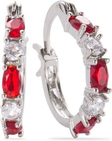 img 3 attached to Splendid Sterling Silver Red Garnet Hoop Stud Earrings: Perfect January Birthday Gift for Women