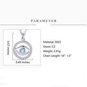 img 3 attached to 💙 Elegant 925 Sterling Silver Blue Evil Eye Pendant Necklace with CZ Teardrop, featuring Rolo Chain 16"+2