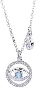 img 4 attached to 💙 Elegant 925 Sterling Silver Blue Evil Eye Pendant Necklace with CZ Teardrop, featuring Rolo Chain 16"+2