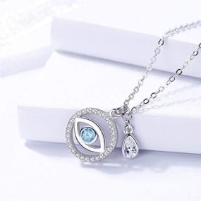 img 1 attached to 💙 Elegant 925 Sterling Silver Blue Evil Eye Pendant Necklace with CZ Teardrop, featuring Rolo Chain 16"+2