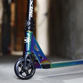 img 2 attached to 🛴 Enhanced Xspec Pro Stunt Kick Scooter: Neo Chrome Purple/Blue or Matte Black Finish w/ Freestyle BMX Handlebars, 110mm Wheels & ABEC-7 Bearings