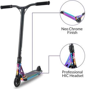 img 3 attached to 🛴 Enhanced Xspec Pro Stunt Kick Scooter: Neo Chrome Purple/Blue or Matte Black Finish w/ Freestyle BMX Handlebars, 110mm Wheels & ABEC-7 Bearings