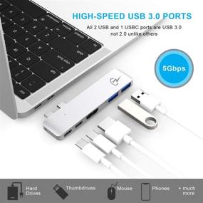 img 2 attached to 🔌 CharJenPro USB C Hub for MacBook Pro 16", 15", 13", 2020, 2019, 2018, MacBook Air 2020, 2019, 2018 | 2 USB 3.0, HDMI 4K, USB C Port | MacStick V USBC Adapter