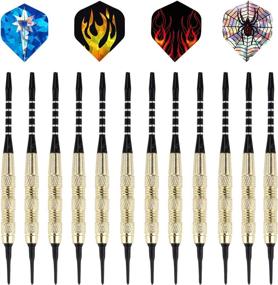 img 1 attached to 🎯 ANSOWNY REMPFHAN Soft Tip Darts Set - 18g Plastic Tip Dartboard Kit with Aluminum Shafts, Steel Barrels - 12 Pack + Extra 100 Pcs Dart Tips & 30 Dart Flights