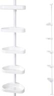 🛁 aquaterior 5-tier white plastic bathroom corner shelf: efficient bath shower caddy with tension pole storage rack, tower organizer basket logo