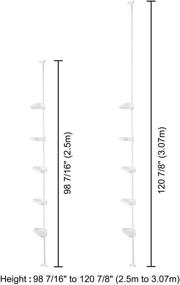 img 3 attached to 🛁 Aquaterior 5-ярусная белая пластиковая полка для ванной комнаты в углу: эффективная душевая кадка с напряженным стойкой для хранения, органайзер башни со съемной корзиной