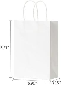 img 3 attached to 🎁 White Kraft Paper Bags with Handles, Pack of 20, Great for Gift Giving, Shopping, Parties, Baby Showers, Birthdays, and Restaurants - 5.91 x 3.15 x 8.27 Inches