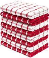 🧽 daily home essentials - 8 pack cotton terry dish cloth set (12 x 12 inch - red, checked design), quick dry kitchen rag, absorbent cafe, bar & restaurant cleaning washcloth: a must-have for everyday cleaning logo