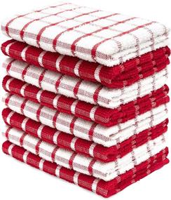 img 4 attached to 🧽 DAILY HOME ESSENTIALS - 8 Pack Cotton Terry Dish Cloth Set (12 x 12 inch - Red, Checked Design), Quick Dry Kitchen Rag, Absorbent Cafe, Bar & Restaurant Cleaning Washcloth: A Must-Have for Everyday Cleaning