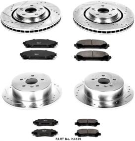 img 1 attached to Enhance Braking Performance: Power Stop K4129 Front and Rear 🔴 Z23 Carbon Fiber Brake Pads with Drilled & Slotted Brake Rotors Kit