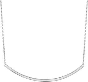 img 4 attached to 💎 Stylish and Chic: Ritastephens Sterling Silver Long Flat Curved Bar Pendant Necklace - 18''