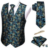 👔 barry wang paisley necktie waistcoat: stylish men's accessories and ties with cummerbunds & pocket squares logo