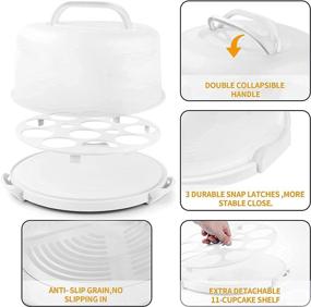 img 1 attached to 🍰 Convenient Cake Carrier: 10in Round Cakes Storage Container with Handle, Lid, and Cupcake Holder - Ideal for Pastries, Pies, Muffins - White Color