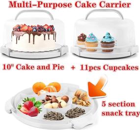 img 2 attached to 🍰 Convenient Cake Carrier: 10in Round Cakes Storage Container with Handle, Lid, and Cupcake Holder - Ideal for Pastries, Pies, Muffins - White Color