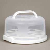 🍰 convenient cake carrier: 10in round cakes storage container with handle, lid, and cupcake holder - ideal for pastries, pies, muffins - white color логотип