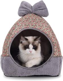 img 4 attached to NIBESSER 2-in-1 Covered Cat Bed Cave with Removable Pillow - Self-Warming and Hooded Cat Bed House for Indoor Cats, Kitten Bed, Small Cute Cat Bed, Puppy Cat Tent Bed