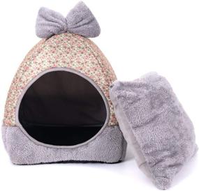 img 3 attached to NIBESSER 2-in-1 Covered Cat Bed Cave with Removable Pillow - Self-Warming and Hooded Cat Bed House for Indoor Cats, Kitten Bed, Small Cute Cat Bed, Puppy Cat Tent Bed