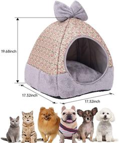 img 1 attached to NIBESSER 2-in-1 Covered Cat Bed Cave with Removable Pillow - Self-Warming and Hooded Cat Bed House for Indoor Cats, Kitten Bed, Small Cute Cat Bed, Puppy Cat Tent Bed