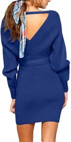 img 3 attached to Zonsaoja Sweater Bodycon Knitted Dresses Women's Clothing