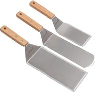 🔪 commercial quality stainless steel spatula set - perfect for griddle, bbq grill, and flat top cooking - includes pancake turner and griddle scraper - oversized hamburger turner for professional chefs logo