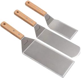 img 4 attached to 🔪 Commercial Quality Stainless Steel Spatula Set - Perfect for Griddle, BBQ Grill, and Flat Top Cooking - Includes Pancake Turner and Griddle Scraper - Oversized Hamburger Turner for Professional Chefs