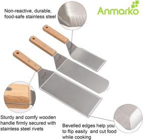 img 3 attached to 🔪 Commercial Quality Stainless Steel Spatula Set - Perfect for Griddle, BBQ Grill, and Flat Top Cooking - Includes Pancake Turner and Griddle Scraper - Oversized Hamburger Turner for Professional Chefs