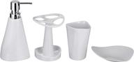 🚿 amazon basics 4-piece bathroom accessories set: stylish & sleek in smooth white logo