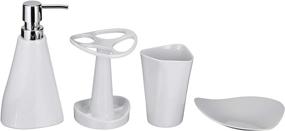 img 4 attached to 🚿 Amazon Basics 4-Piece Bathroom Accessories Set: Stylish & Sleek in Smooth White