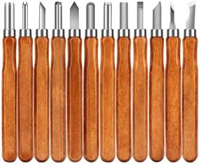 img 3 attached to 🔪 Набор резьбы по дереву Adevena: набор 12 инструментов для резьбы ножами из углеродистой стали SK2 для начинающих и профессионалов
