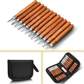 img 4 attached to 🔪 Adevena Wood Carving Tools Set: 12-Piece SK2 Carbon Steel Sculpting Knife Kit for Beginners & Professionals