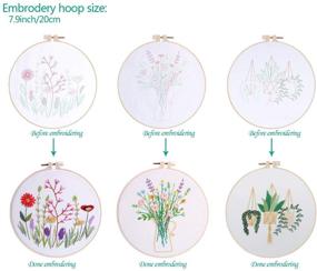 img 2 attached to Colorful Flower and Plant Embroidery Kits for Beginners: 3 Starter Sets with Hoop, Patterns, Tools, and Stamped Cloth