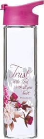 img 4 attached to 🌸 Trust In The Lord Proverbs 3:5 Pink Floral Glass Water Bottle - Christian Art Gifts, 20oz, Pink