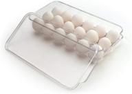 🥚 plastic egg holder with lid & handles - bpa free fridge organizer, clear refrigerator storage container, 18 egg tray логотип